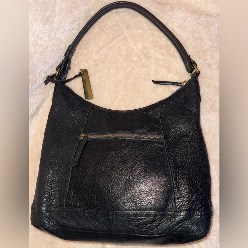 Vintage American Leather Co Black Soft Pebbled Genuine Leather Hobo Shoulder Bag - Picture 11 of 15
